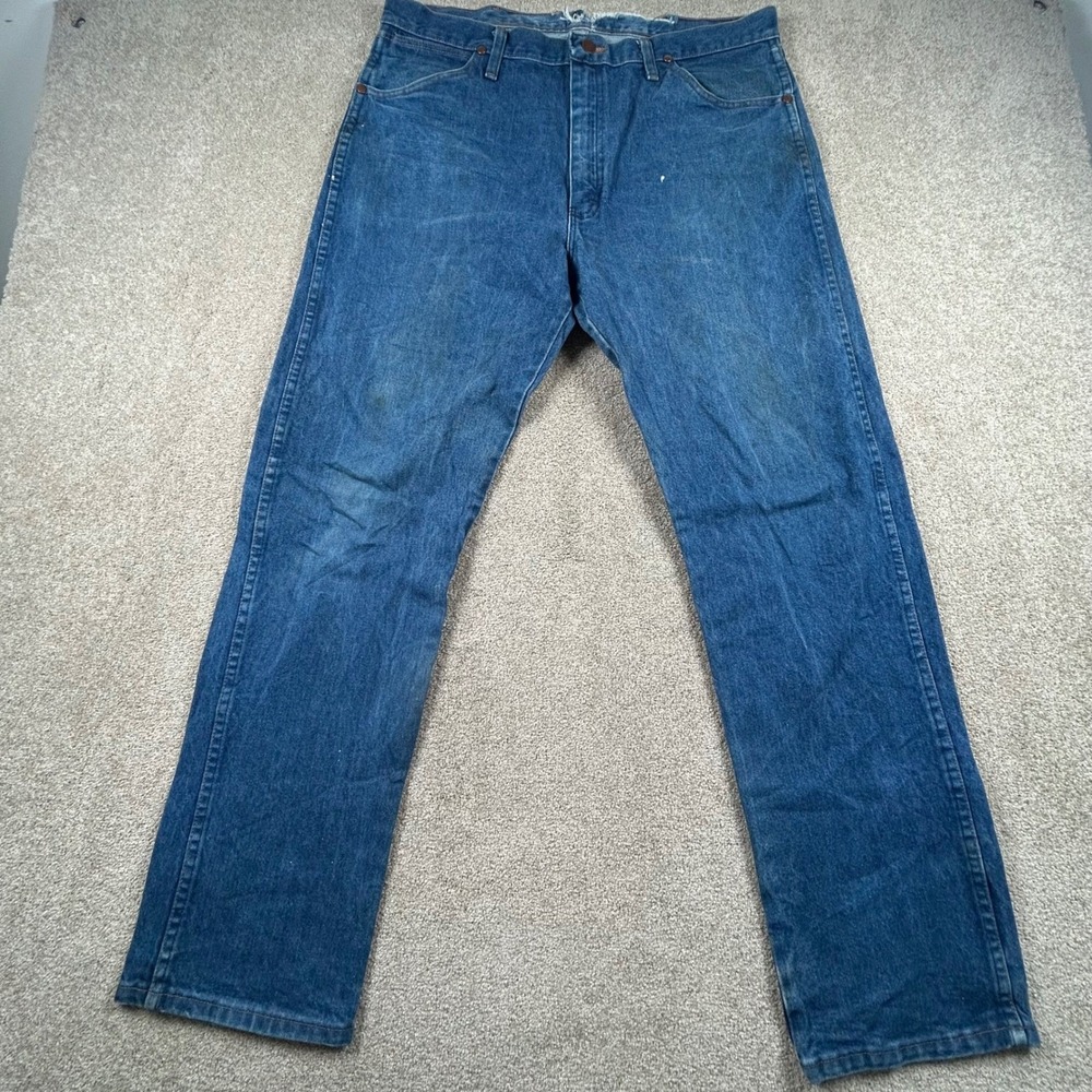 Wrangler Cowboy Cut Mens Blue Denim Jeans Straight Leg Western Workwear 37x31